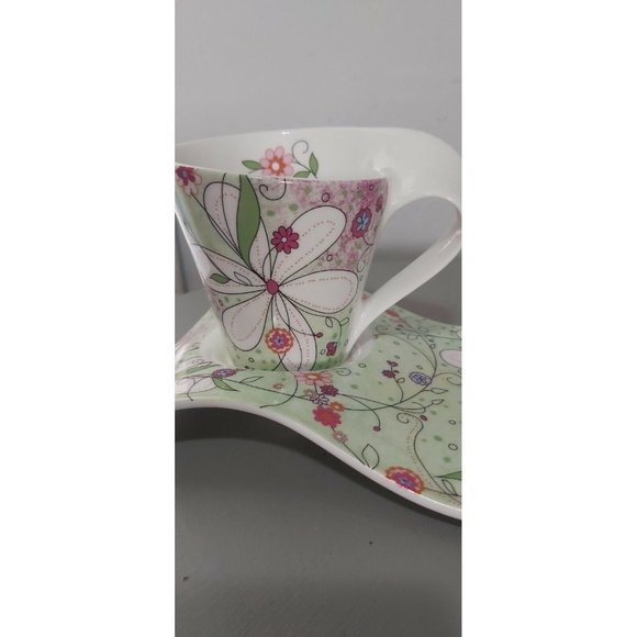 Teaopia Ceramic Teacup And Serving Plate Matched Set Spring Floral - Picture 3 of 10